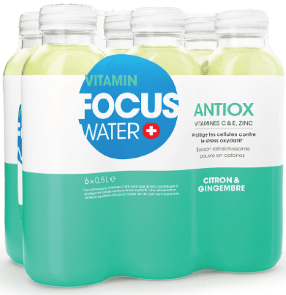 FOCUSWATER ANTIOX CITRON & GINGEMBRE PET 6x50cl