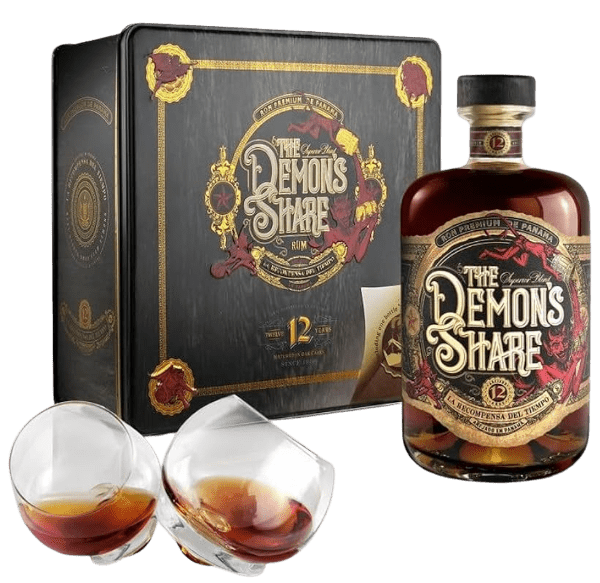 COFFRET RHUM THE DEMON'S SHARE 12 YEARS 41° + 2 VERRES